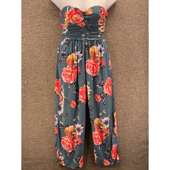 Band of Gypsies Floral‎ Jumpsuit Green Blue XL - Picture 2 of 15